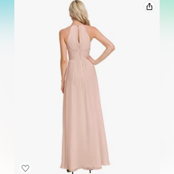 NWT AW Bridal Keyhole Chiffon Bridesmaid Dresses Long Formal Dress in Pearl Pink - Picture 3 of 13